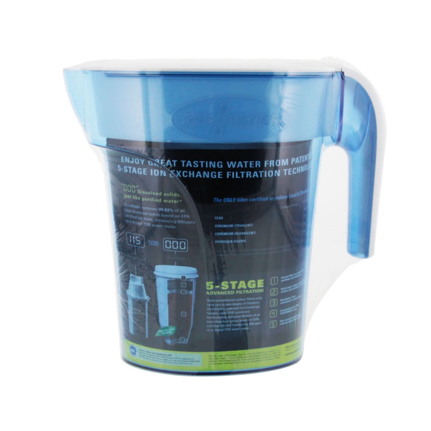 ZeroWater ZP-006 6-cup Space Saver Water Pitcher - Blue - WaterFilters.NET